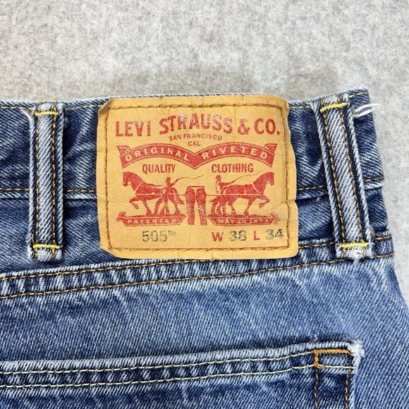 Levi’s 505 Men’s Jeans Blue 38x34 Straight Leg Regular Fit Denim Pants - Picture 8 of 15